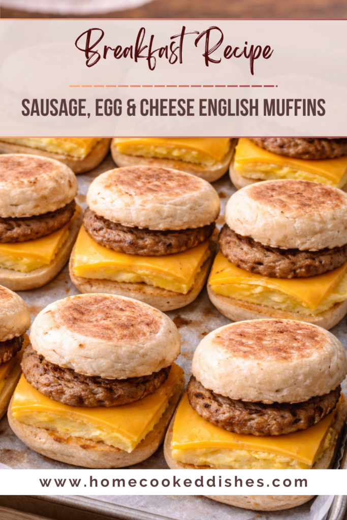 Sausage, Egg and Cheese English Muffins Recipe pin
